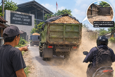 Warga Driyorejo Keluhkan Truk Pengangkut Serbuk Kayu, Perusahaan Diminta Tak Tutup Mata